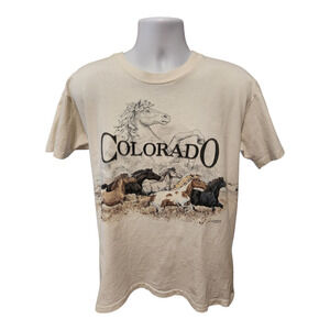 Vintage '90s San Segal Colorado Horses Cotton Single Stitch T-Shirt USA